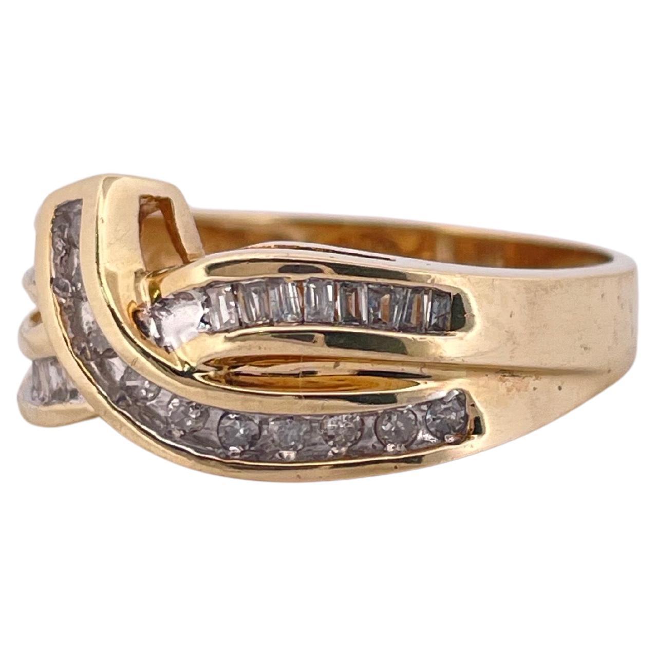 0.25ctw I-K I2 Round & Baguette Cut Diamond Ring Set in 10K Yellow Gold
