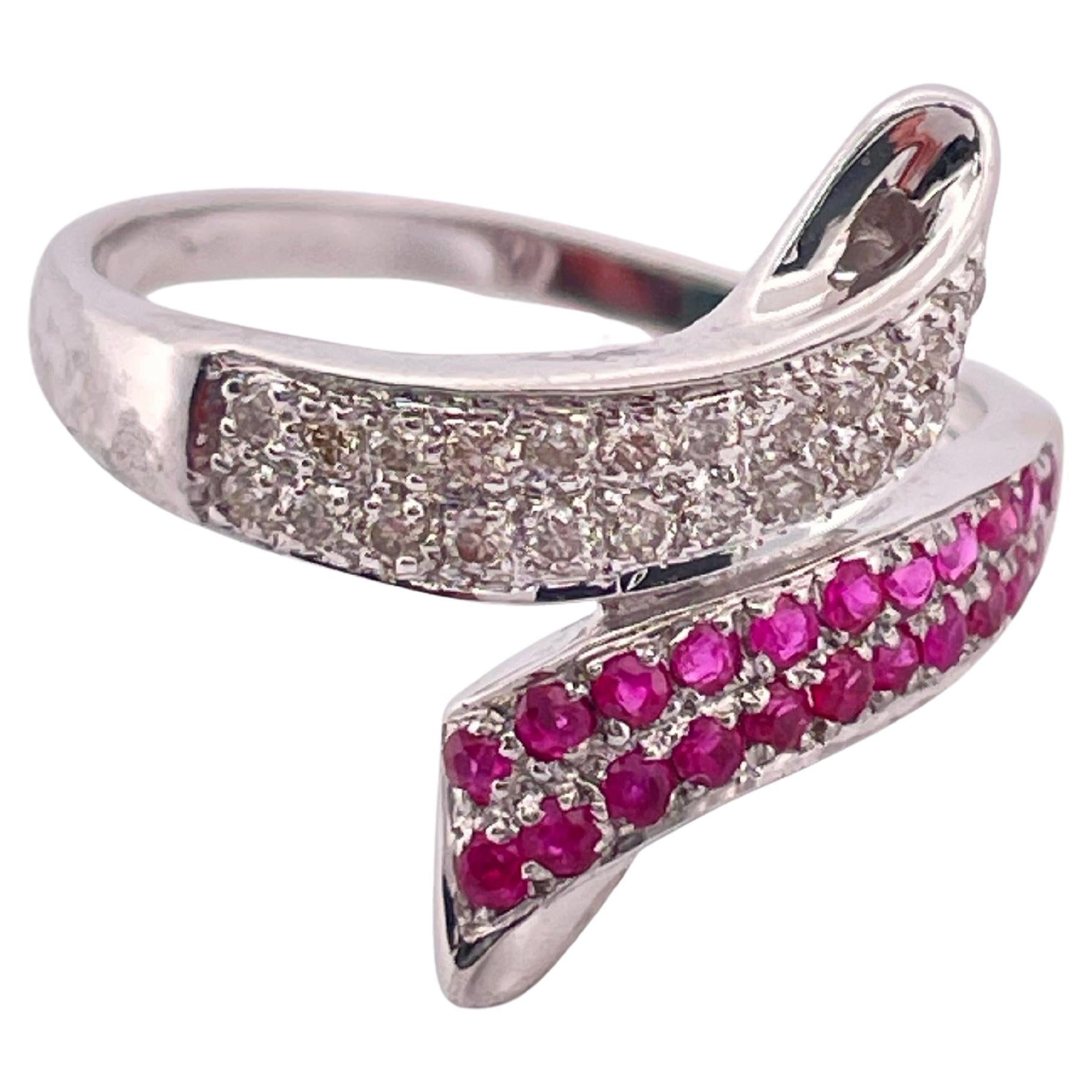 0.50ctw H-I SI1 Diamond & Pink Sapphire Ring Set In 14K White Gold