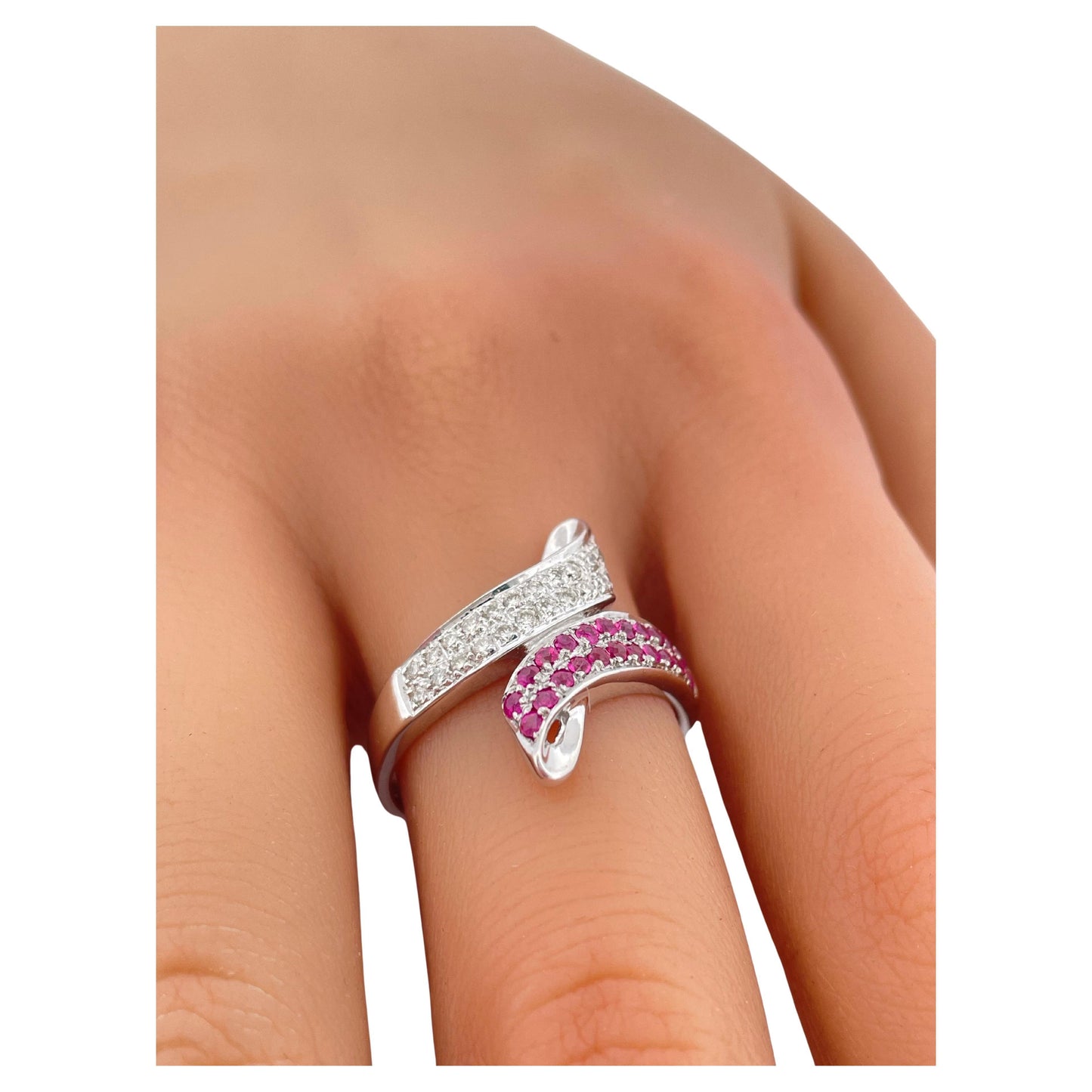 0.50ctw H-I SI1 Diamond & Pink Sapphire Ring Set In 14K White Gold