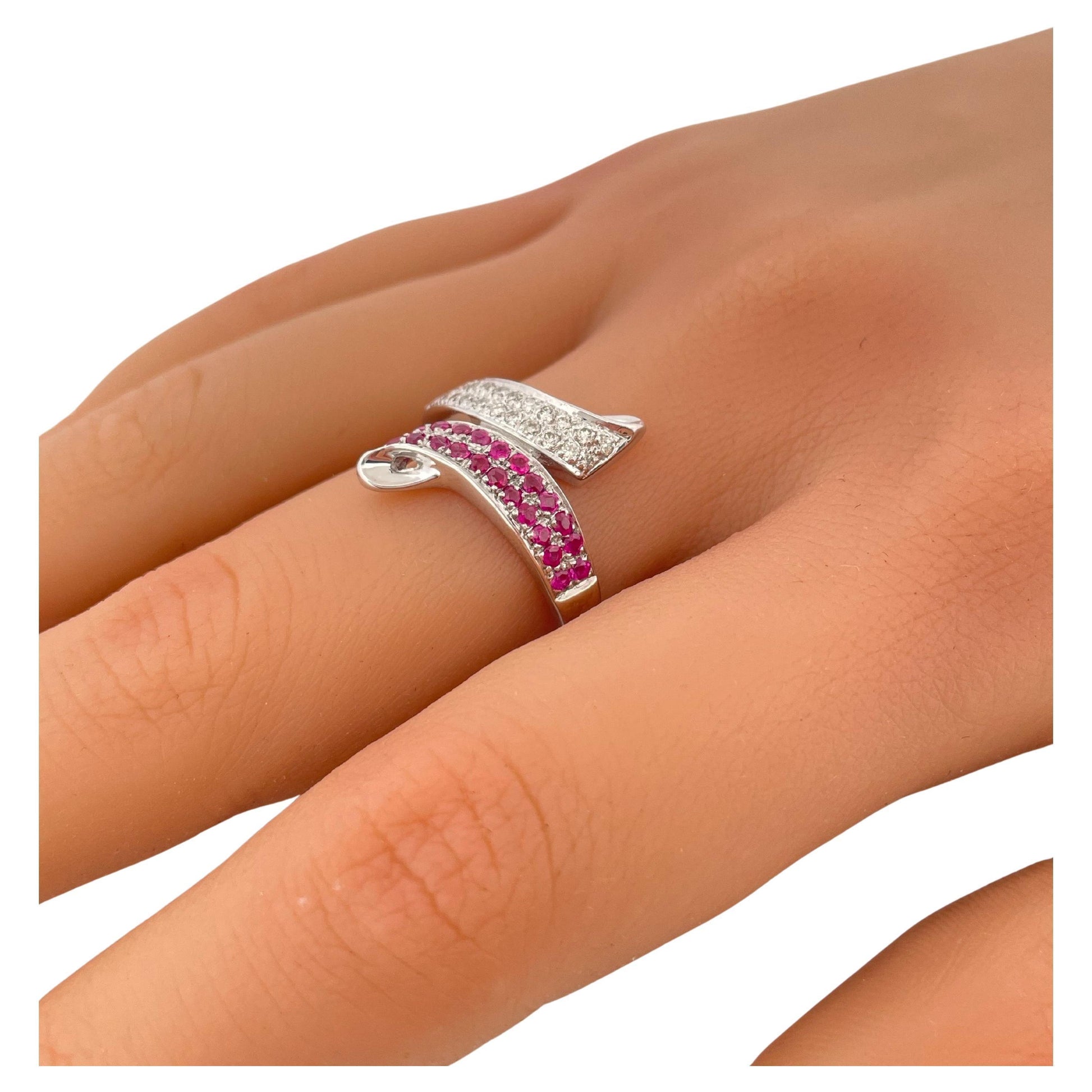 0.50ctw H-I SI1 Diamond & Pink Sapphire Ring Set In 14K White Gold