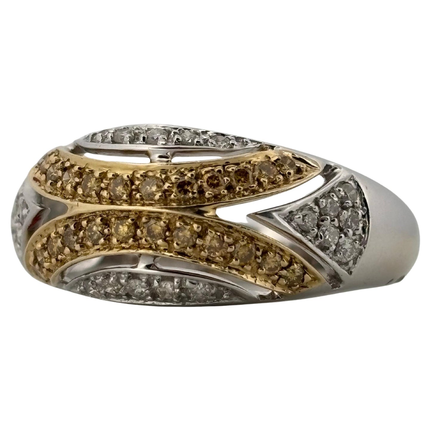 0.50ctw White & Yellow Natural Diamond 14K Gold Two Tone Ring