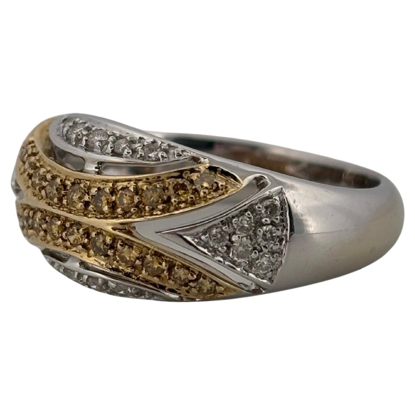 0.50ctw White & Yellow Natural Diamond 14K Gold Two Tone Ring