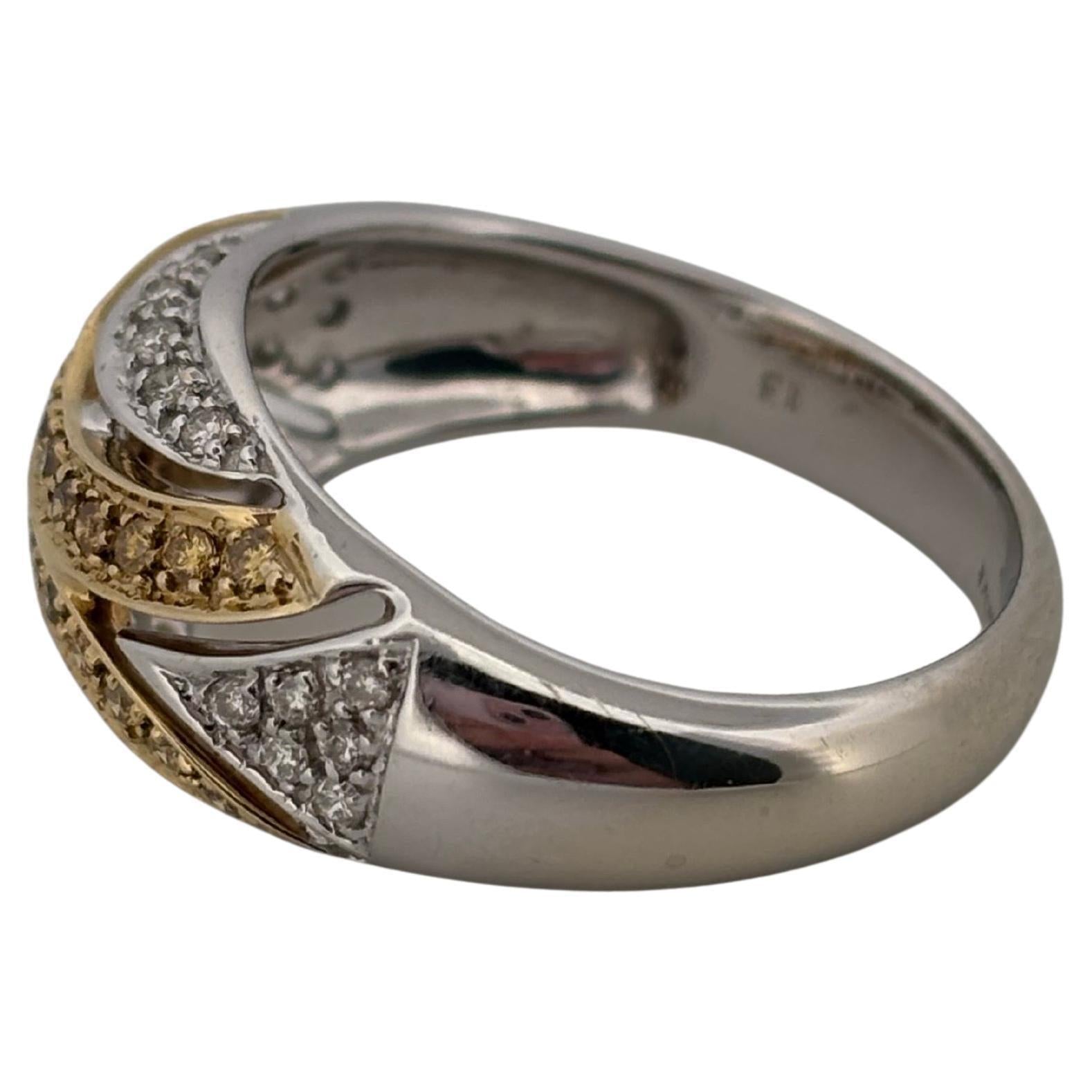 0.50ctw White & Yellow Natural Diamond 14K Gold Two Tone Ring