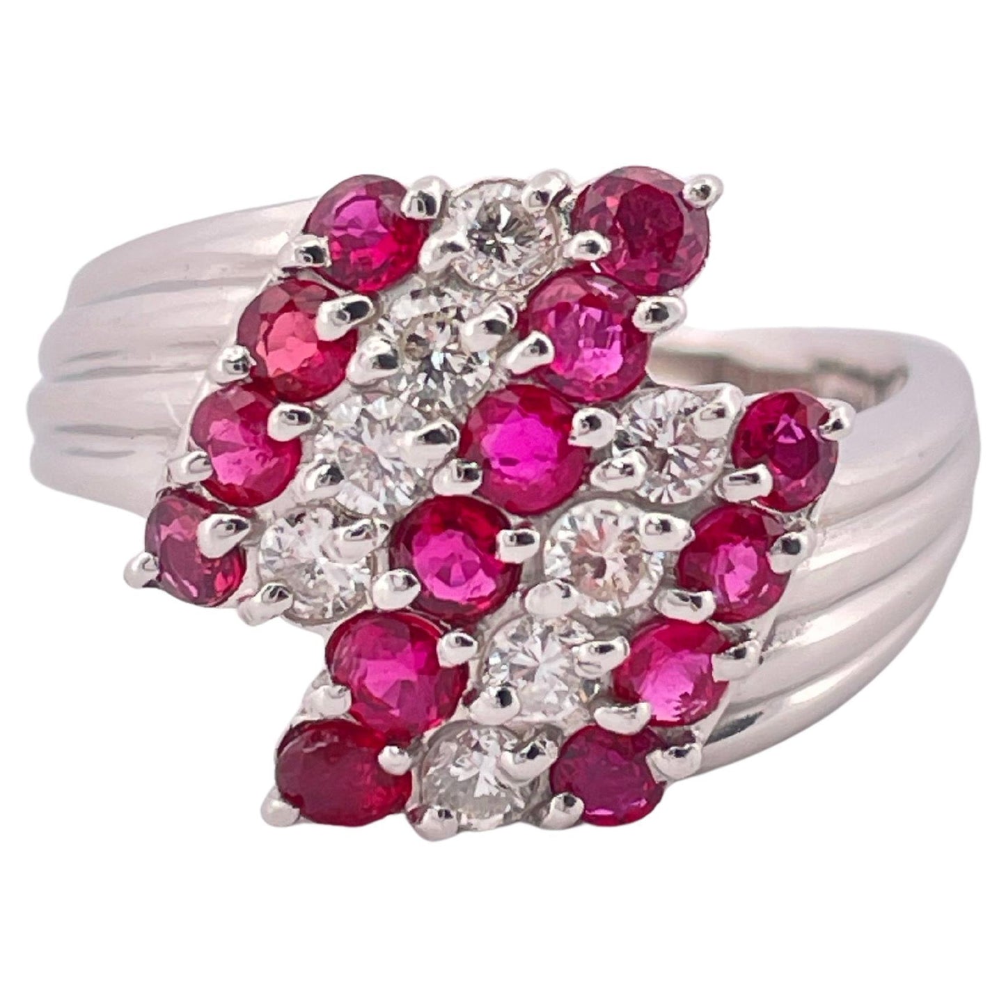 0.75ctw Ruby & 0.34ctw I-J SI2 Diamond Ring Set In Platinum