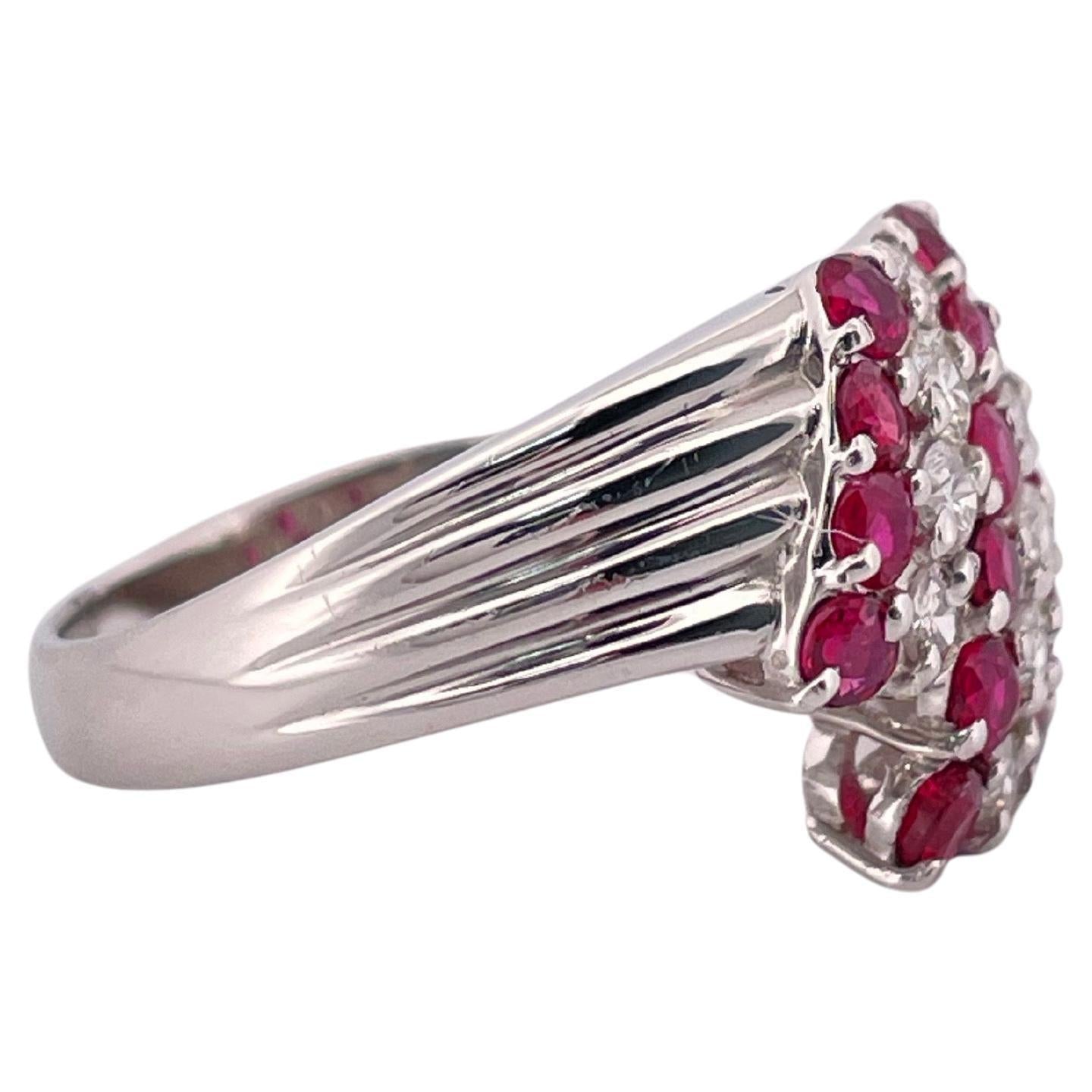 0.75ctw Ruby & 0.34ctw I-J SI2 Diamond Ring Set In Platinum