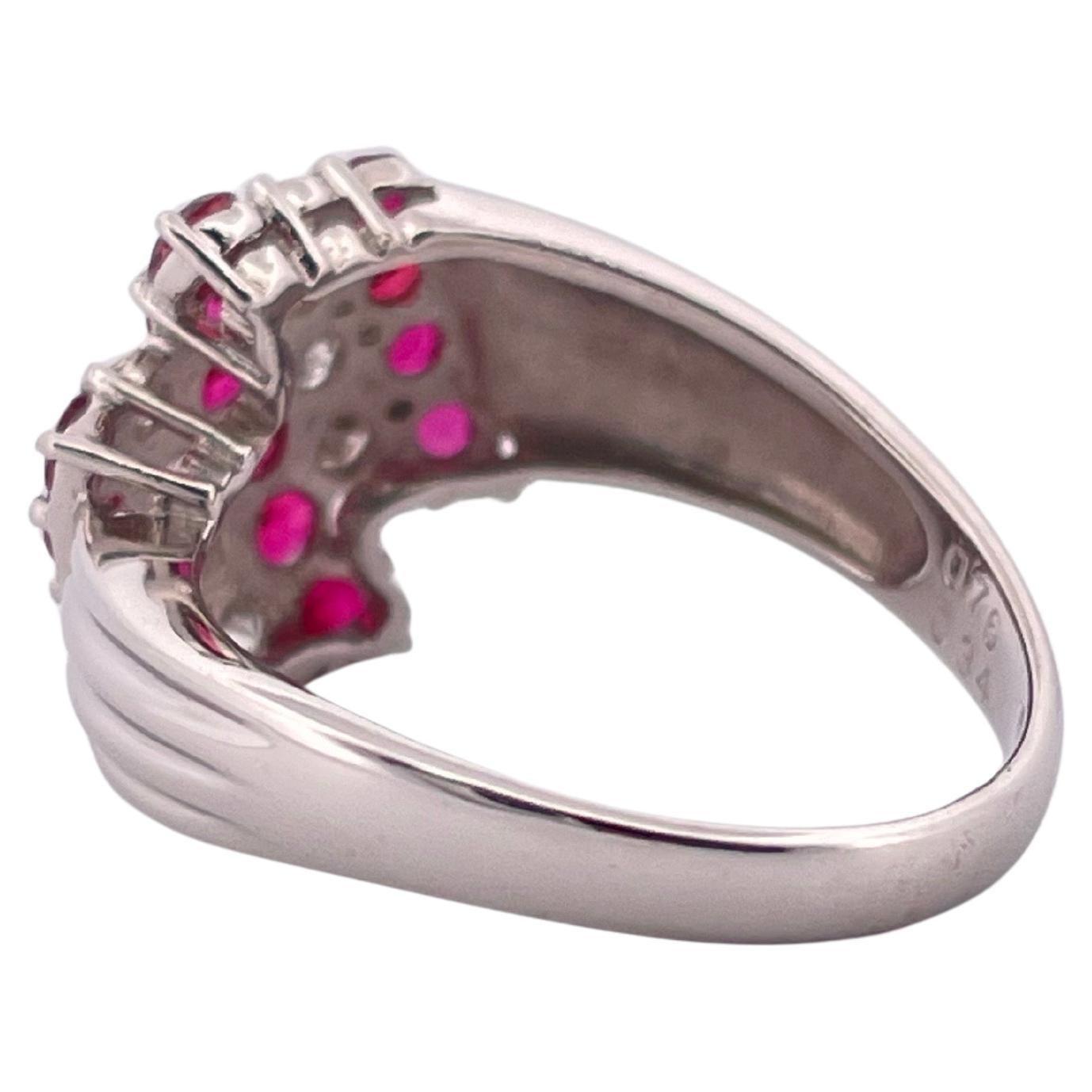 0.75ctw Ruby & 0.34ctw I-J SI2 Diamond Ring Set In Platinum