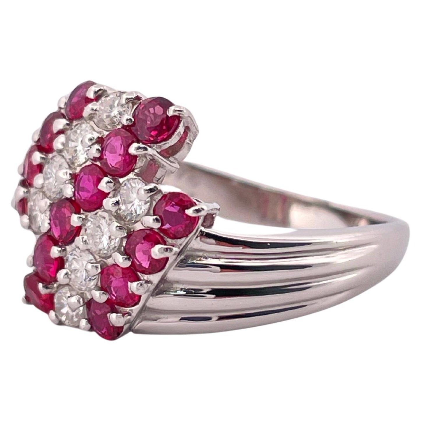 0.75ctw Ruby & 0.34ctw I-J SI2 Diamond Ring Set In Platinum