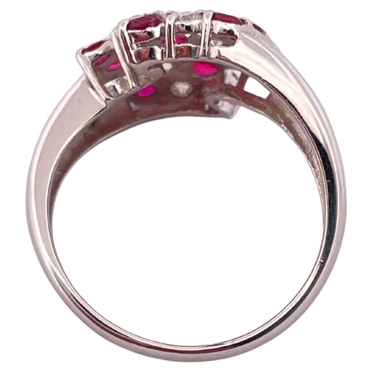 0.75ctw Ruby & 0.34ctw I-J SI2 Diamond Ring Set In Platinum