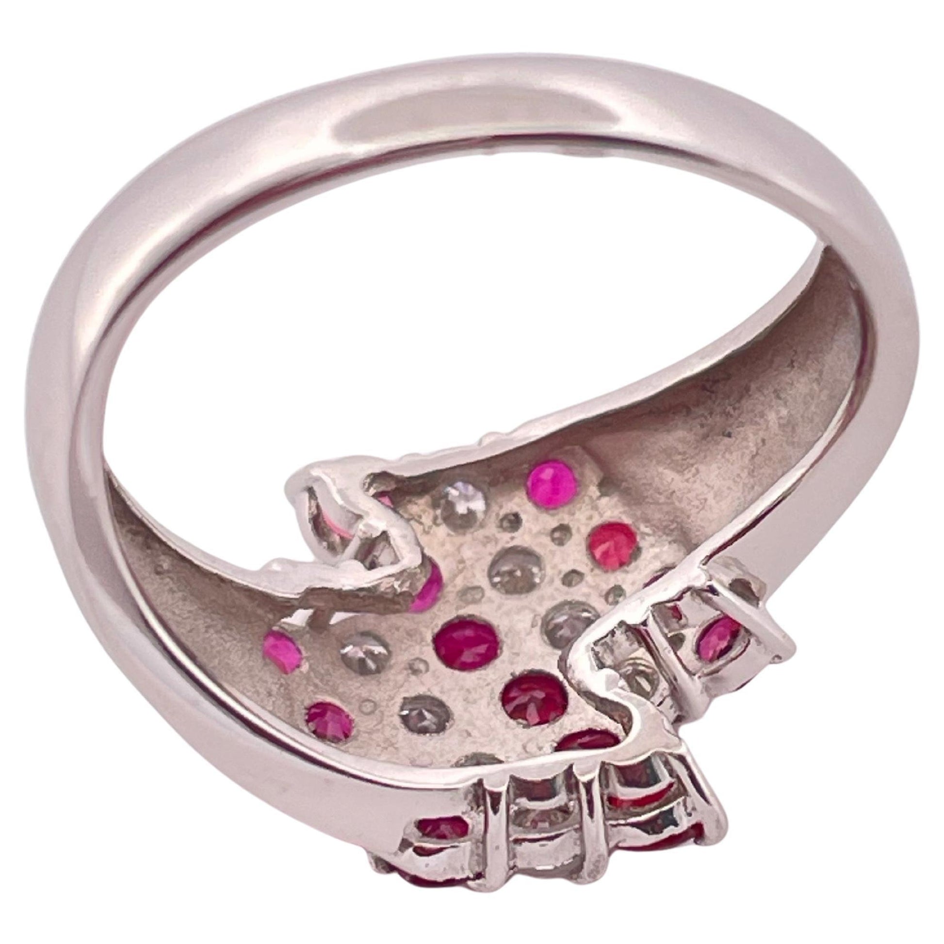 0.75ctw Ruby & 0.34ctw I-J SI2 Diamond Ring Set In Platinum