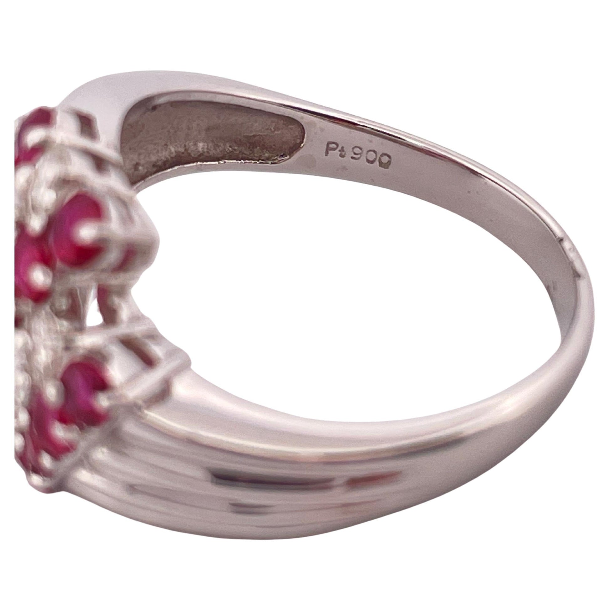 0.75ctw Ruby & 0.34ctw I-J SI2 Diamond Ring Set In Platinum