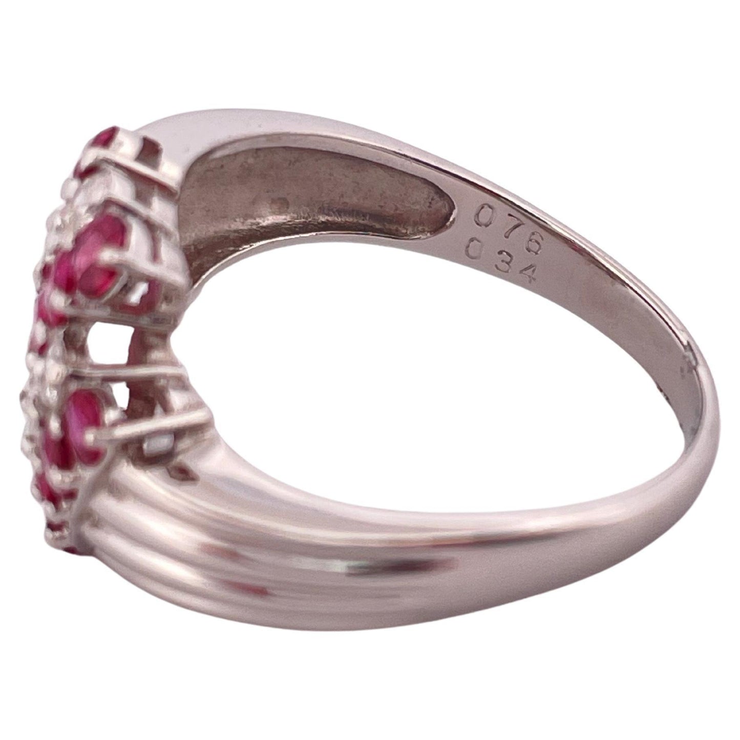 0.75ctw Ruby & 0.34ctw I-J SI2 Diamond Ring Set In Platinum