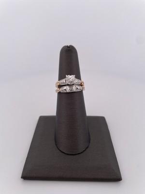 10k Two Toned Gold 0.75ctw Diamond Wedding Set/ Size 6/ 4.7g