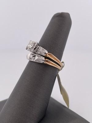 10k Two Toned Gold 0.75ctw Diamond Wedding Set/ Size 6/ 4.7g