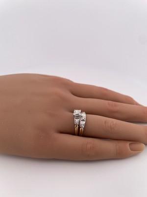 10k Two Toned Gold 0.75ctw Diamond Wedding Set/ Size 6/ 4.7g