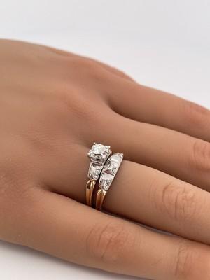 10k Two Toned Gold 0.75ctw Diamond Wedding Set/ Size 6/ 4.7g