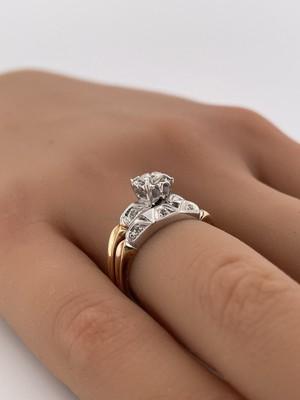 10k Two Toned Gold 0.75ctw Diamond Wedding Set/ Size 6/ 4.7g