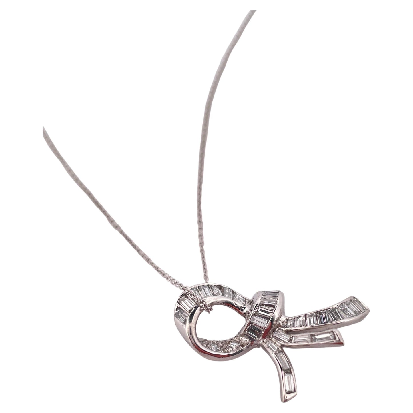 1.10ctw Diamond Ribbon Pendant & Chain Done in 18K White Gold
