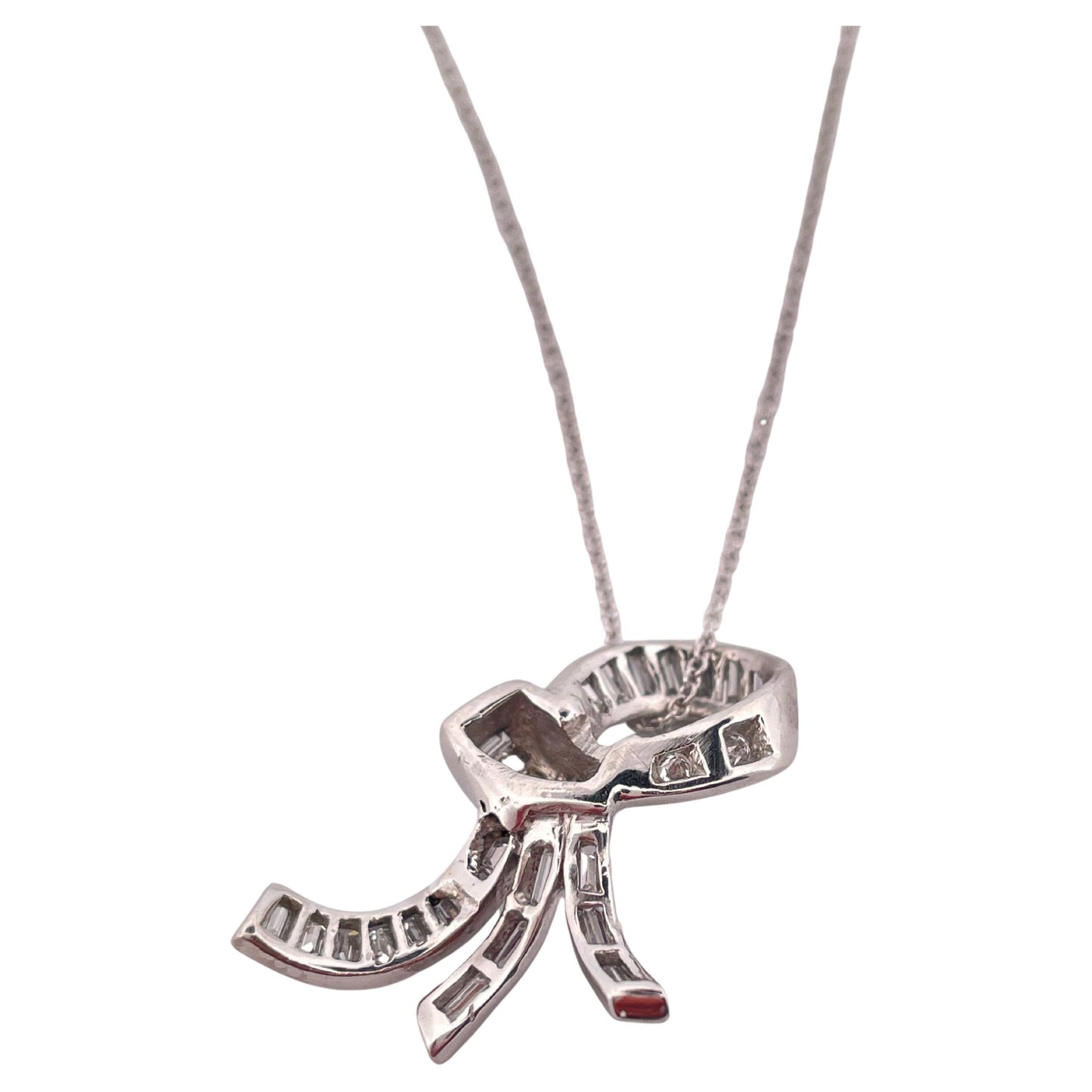 1.10ctw Diamond Ribbon Pendant & Chain Done in 18K White Gold