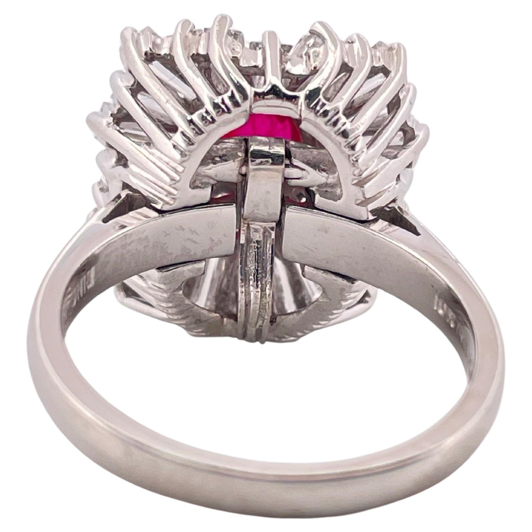 1.18ctw Oval Corundum Ruby & 3.00ctw F SI1 Diamond Ring/Pendant Set In Platinum