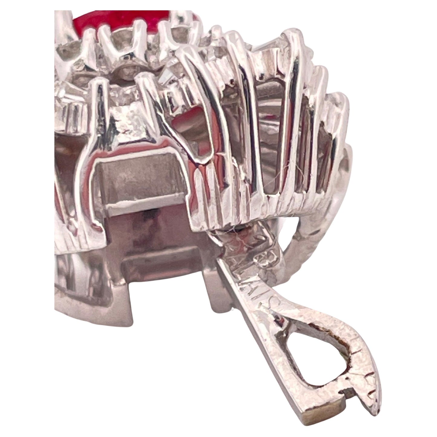 1.18ctw Oval Corundum Ruby & 3.00ctw F SI1 Diamond Ring/Pendant Set In Platinum
