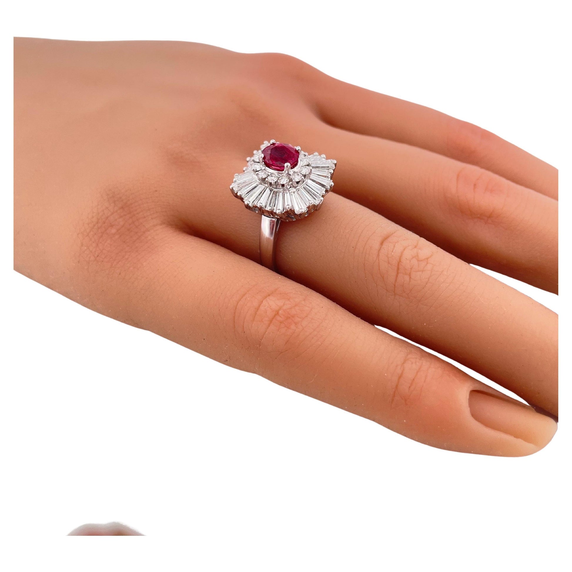 1.18ctw Oval Corundum Ruby & 3.00ctw F SI1 Diamond Ring/Pendant Set In Platinum