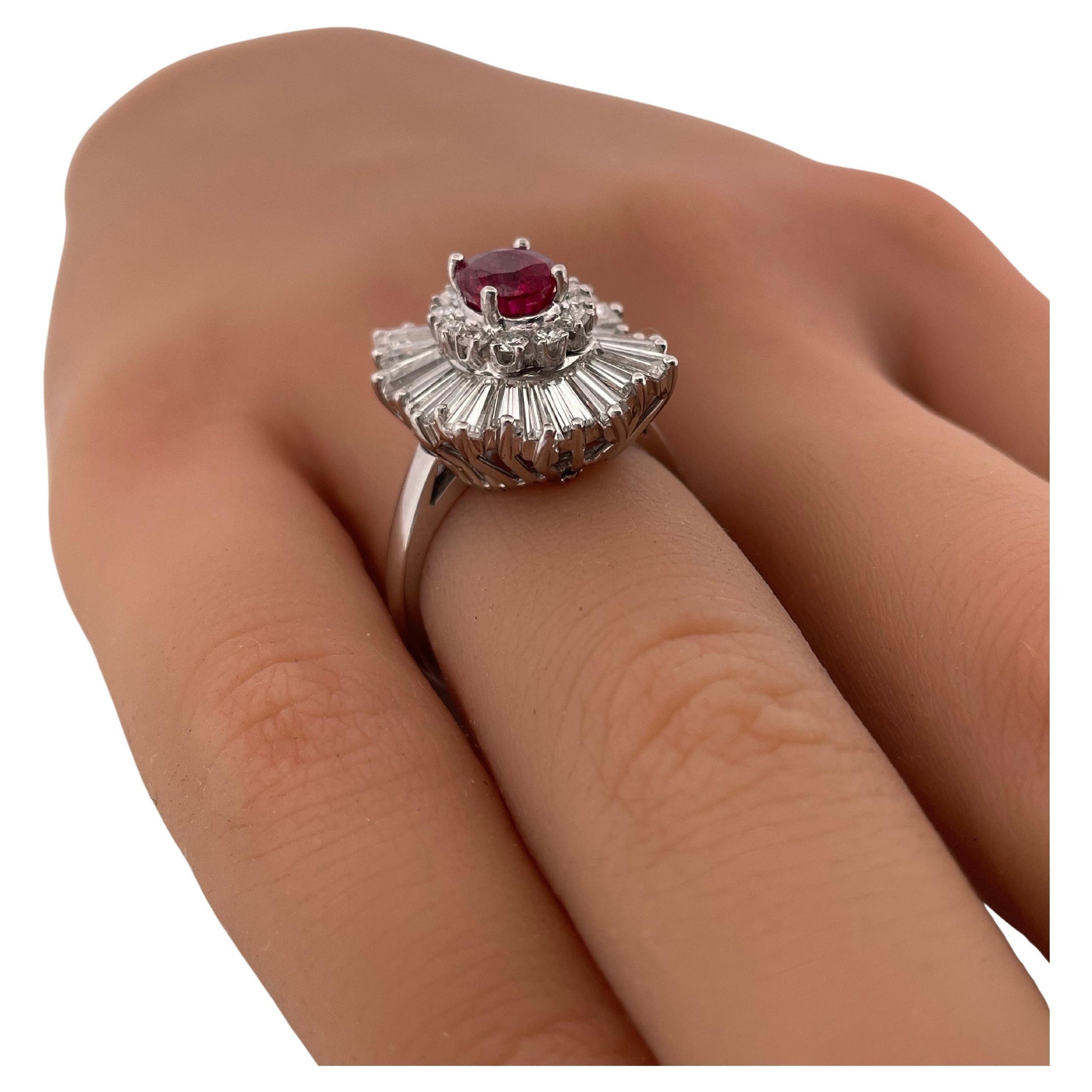 1.18ctw Oval Corundum Ruby & 3.00ctw F SI1 Diamond Ring/Pendant Set In Platinum