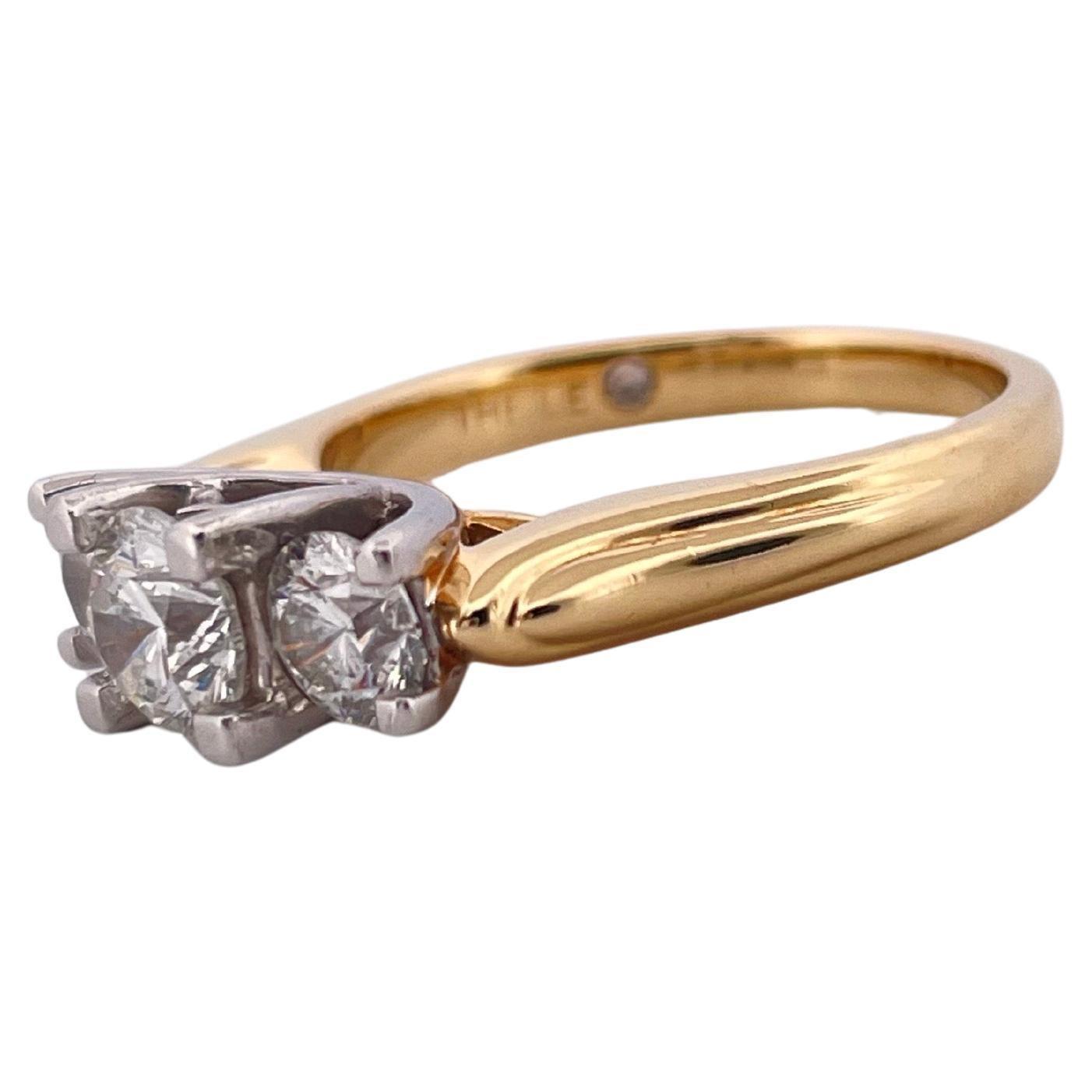 1.49ctw G-H SI1 Diamond Three Stone Ring Set in Platinum & 18K Yellow Gold
