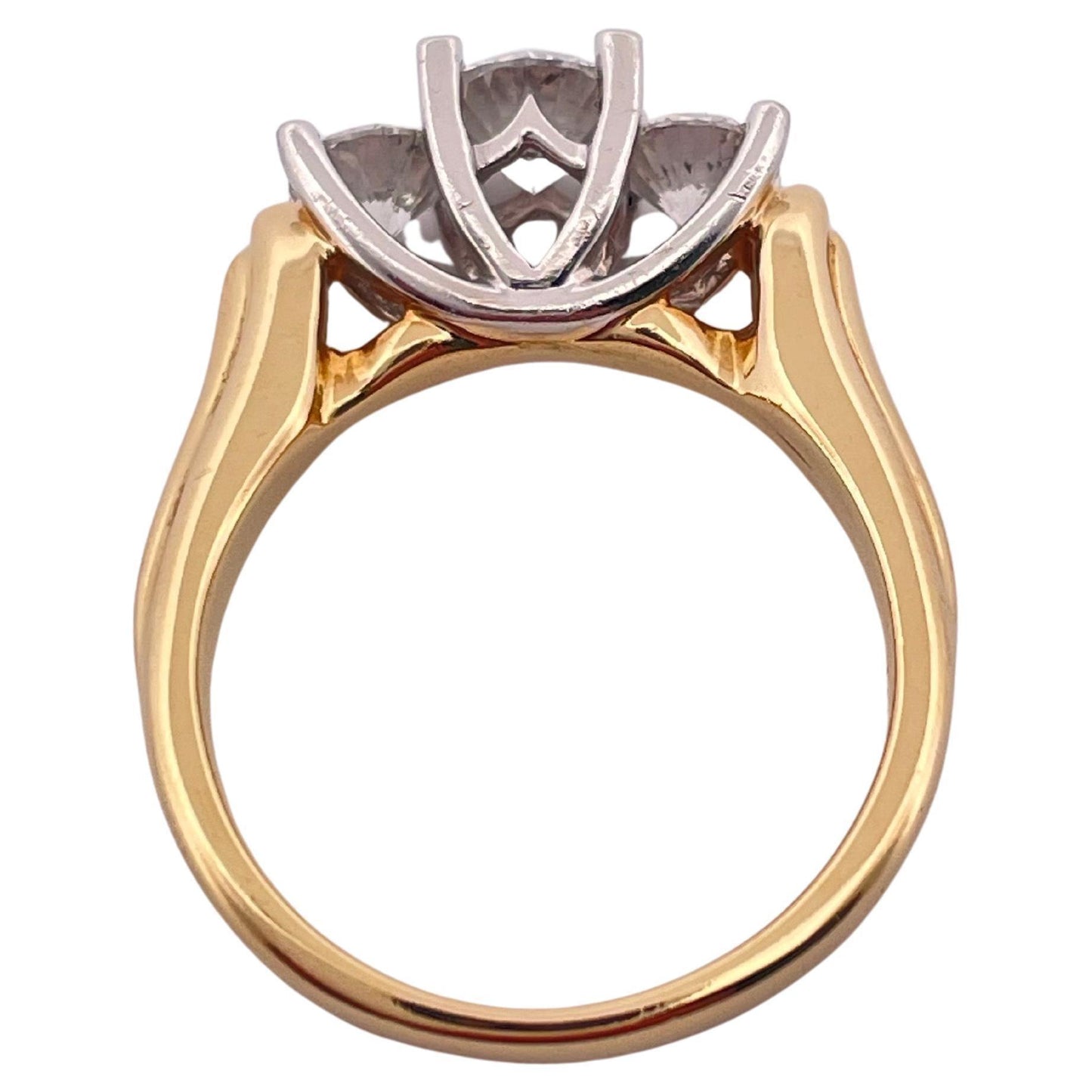 1.49ctw G-H SI1 Diamond Three Stone Ring Set in Platinum & 18K Yellow Gold