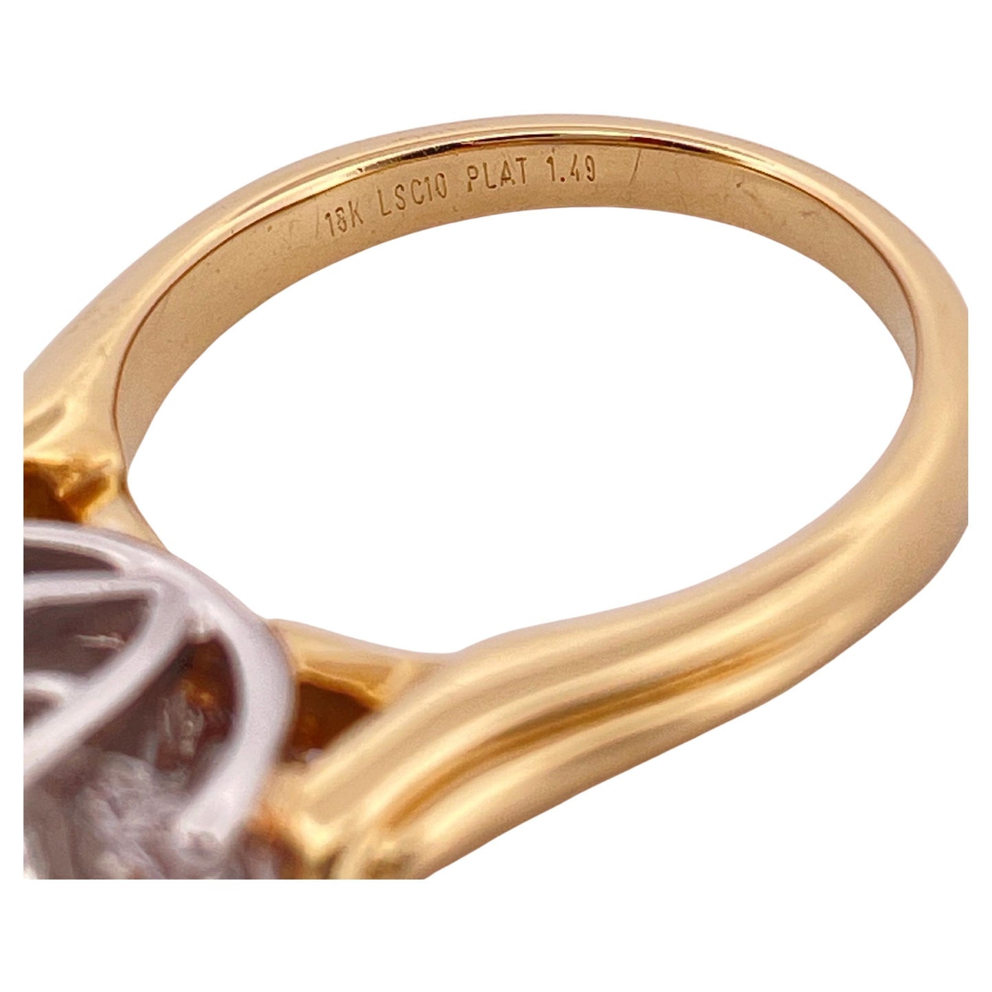 1.49ctw G-H SI1 Diamond Three Stone Ring Set in Platinum & 18K Yellow Gold