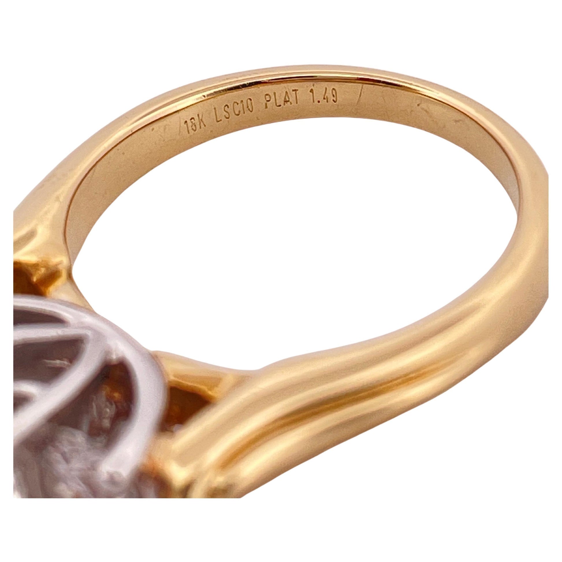 1.49ctw G-H SI1 Diamond Three Stone Ring Set in Platinum & 18K Yellow Gold