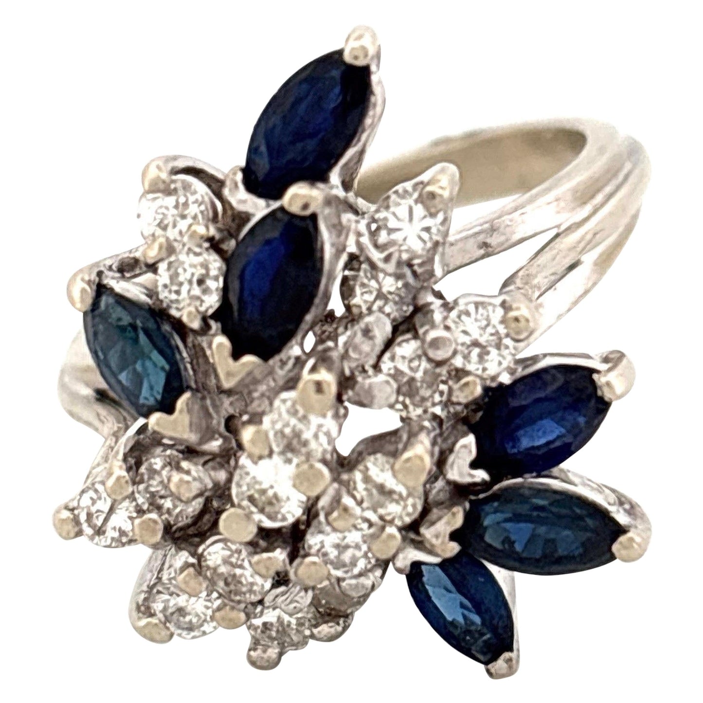 14K White Gold 1.20CTW Sapphire & 0.48CTW Diamond Ring