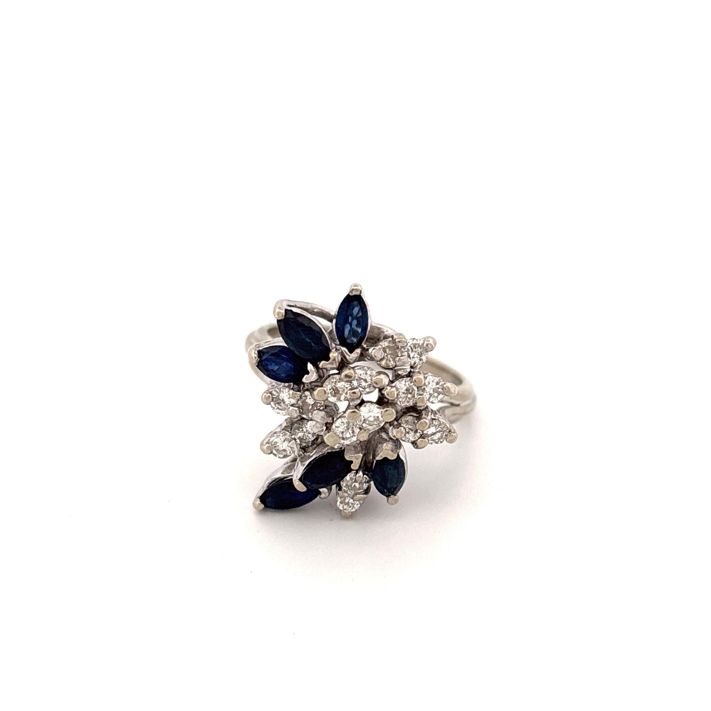 14K White Gold 1.20CTW Sapphire & 0.48CTW Diamond Ring