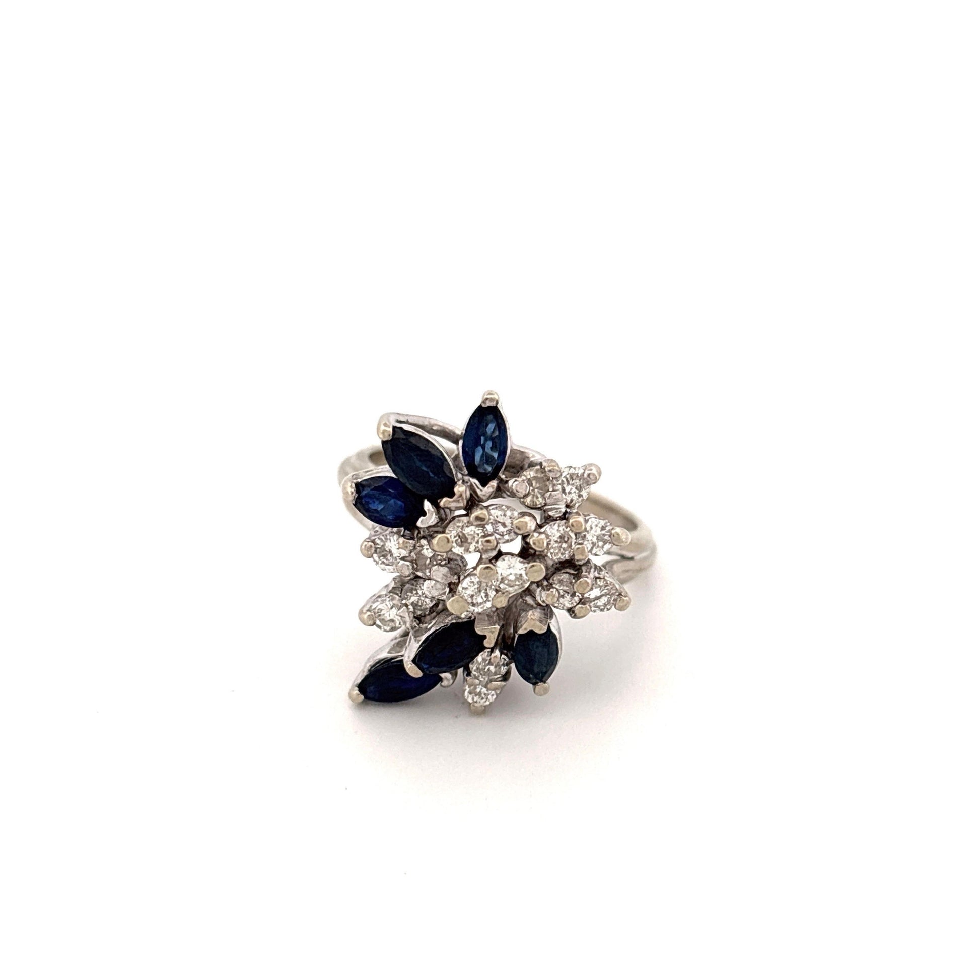 14K White Gold 1.20CTW Sapphire & 0.48CTW Diamond Ring