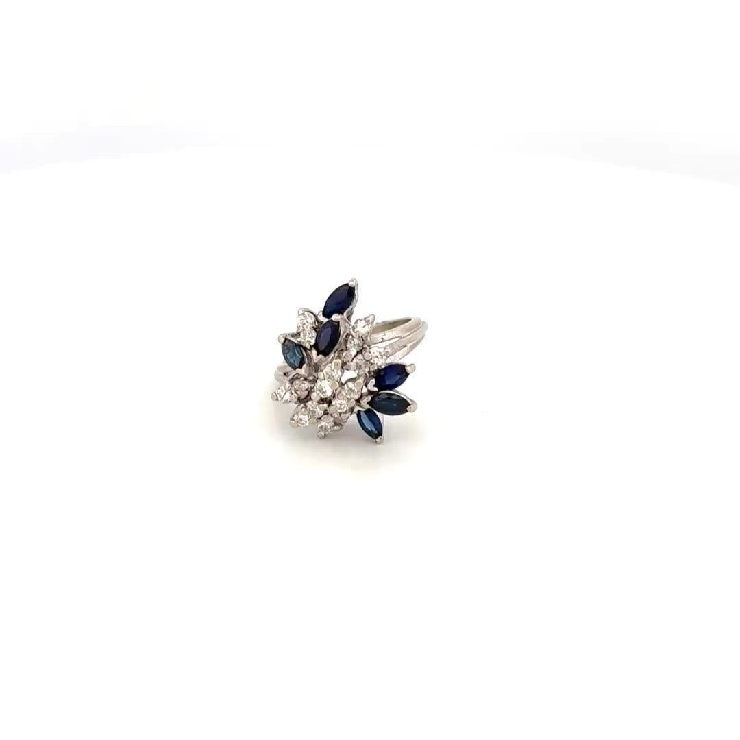 14K White Gold 1.20CTW Sapphire & 0.48CTW Diamond Ring