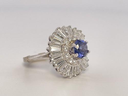 14K White Gold Ballerina Ring Lavender Sapphire 1.38CTW W/ 3.00CTW Diamonds