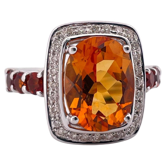 14K White Gold Citrine & 0.42ctw H/I Color SI1 Clarity Diamond Ring