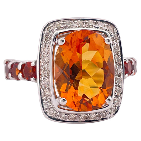 14K White Gold Citrine & 0.42ctw H/I Color SI1 Clarity Diamond Ring