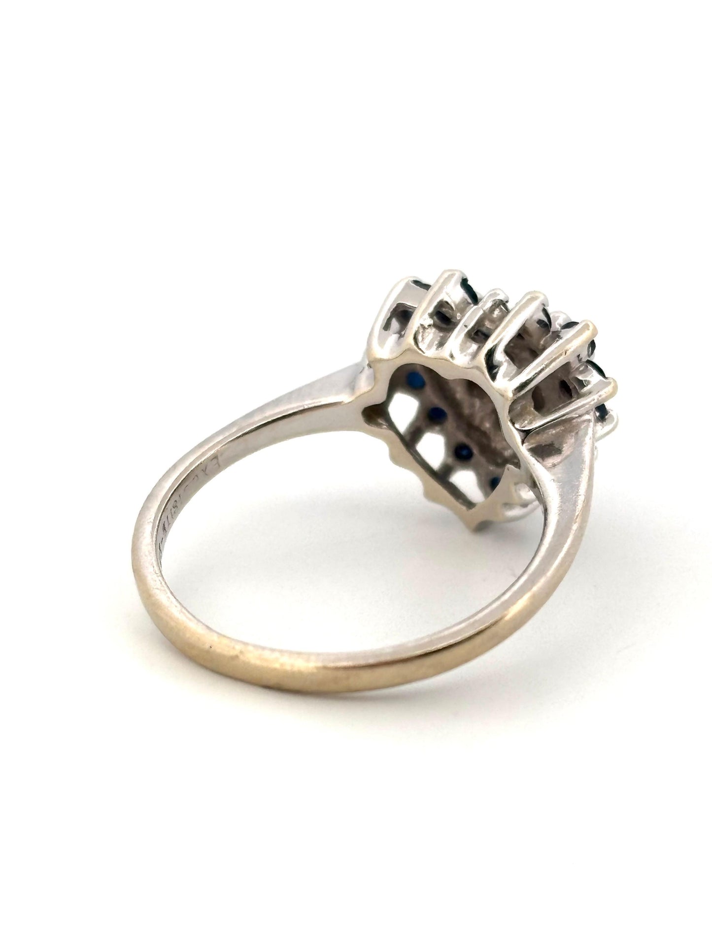 14K White Gold Saphire & Diamond Heart Ring