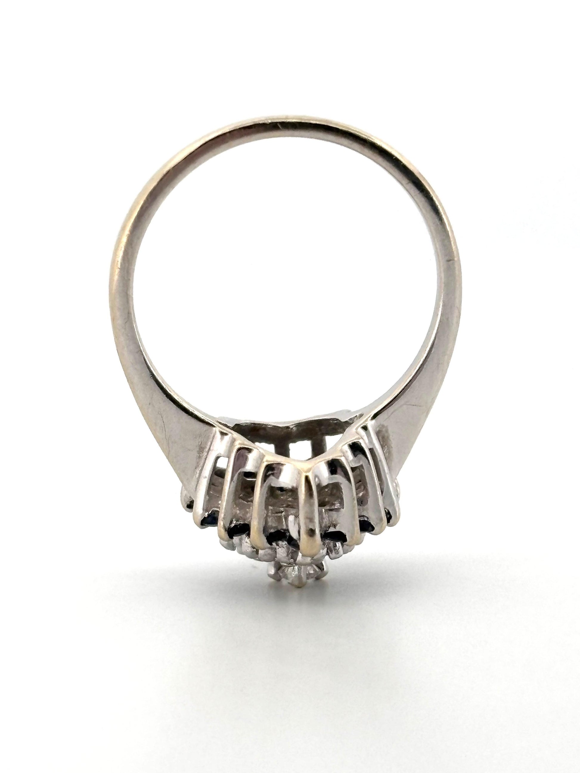 14K White Gold Saphire & Diamond Heart Ring