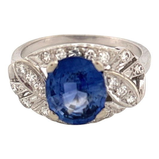 14K White Gold Sapphire & Diamond Ring