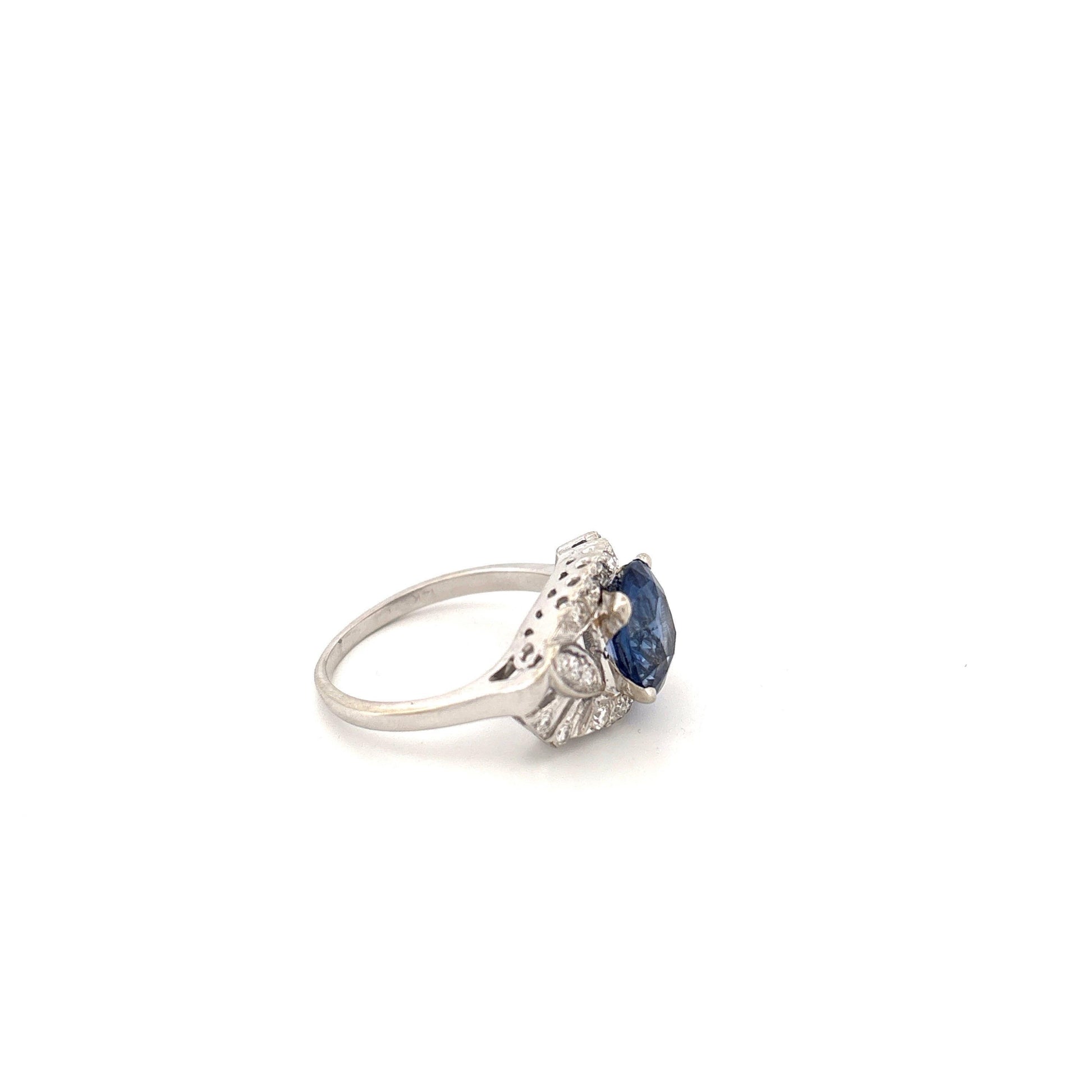 14K White Gold Sapphire & Diamond Ring