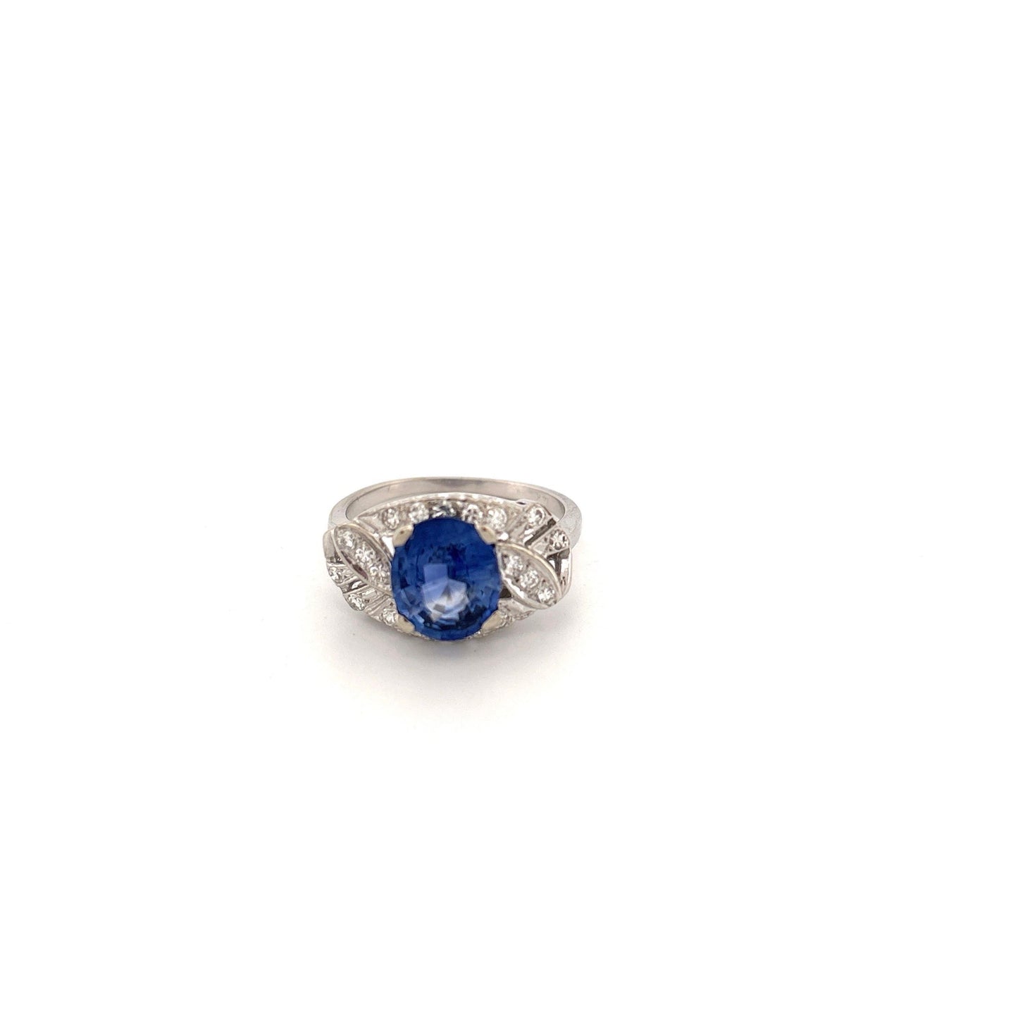 14K White Gold Sapphire & Diamond Ring