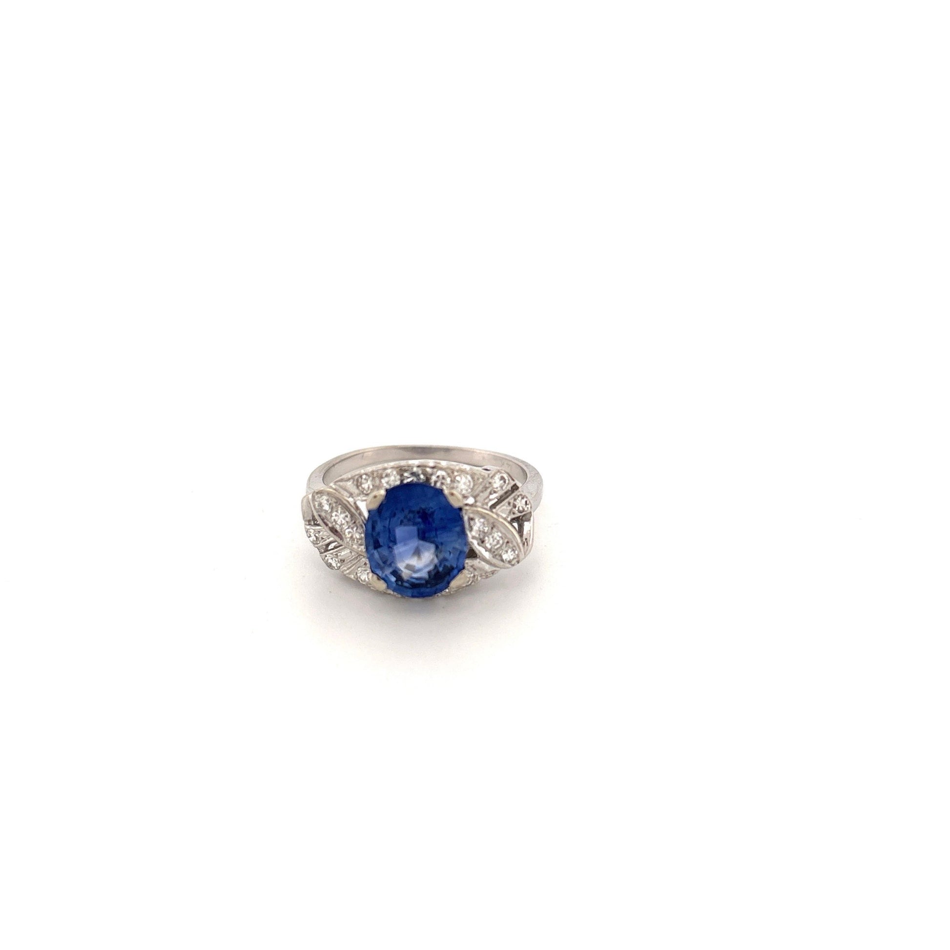 14K White Gold Sapphire & Diamond Ring