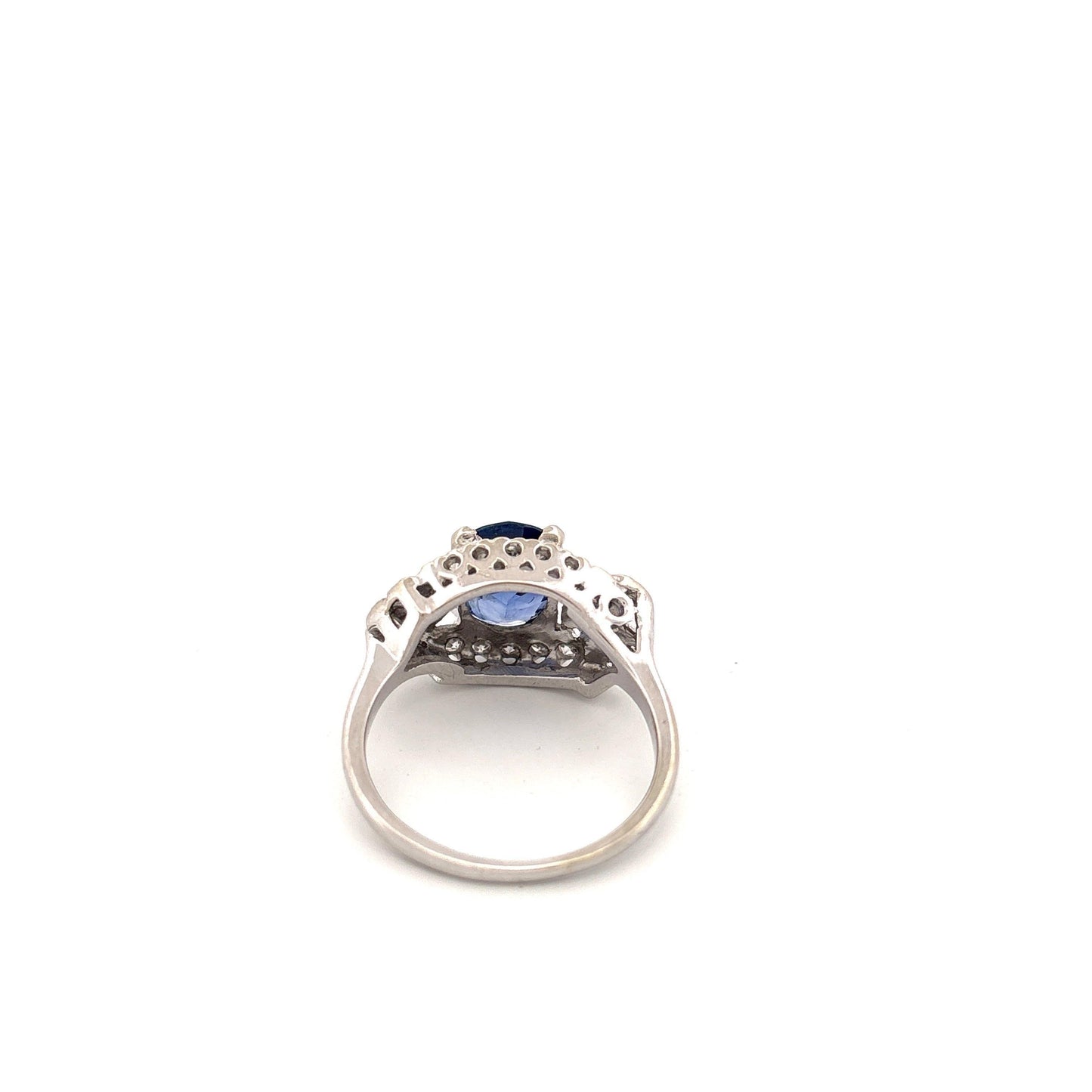 14K White Gold Sapphire & Diamond Ring
