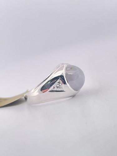 14K White Gold Star Sapphire & Diamond Ring Size 6.25