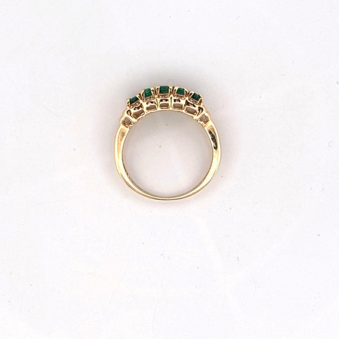 14K Yellow 0.80 Emerald & 0.02CTW Diamond Ring