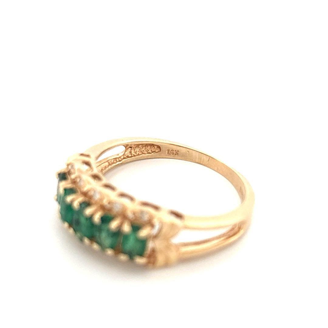 14K Yellow 0.80 Emerald & 0.02CTW Diamond Ring