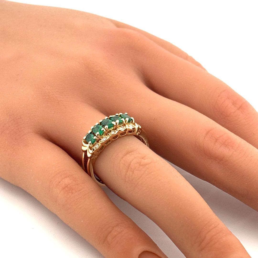 14K Yellow 0.80 Emerald & 0.02CTW Diamond Ring