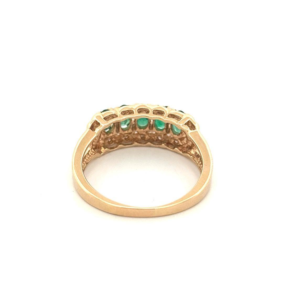14K Yellow 0.80 Emerald & 0.02CTW Diamond Ring