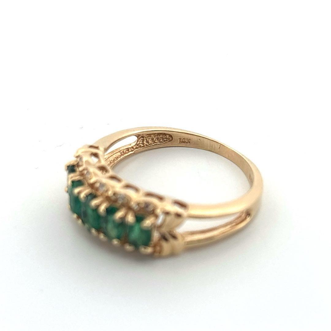 14K Yellow 0.80 Emerald & 0.02CTW Diamond Ring